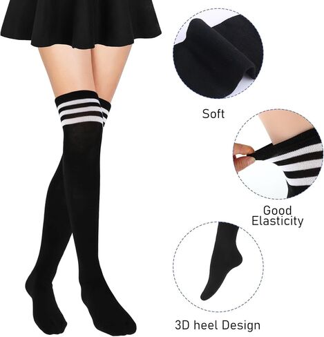 Sibba Thigh High Socks Over the Knee Length Socks for Women Girls Extra Long Cotton Thigh High Socks Stockings Over Knee Leg Warmers School Socks for Sport Daily Wear Cosplay Party Christmas in Kuwait