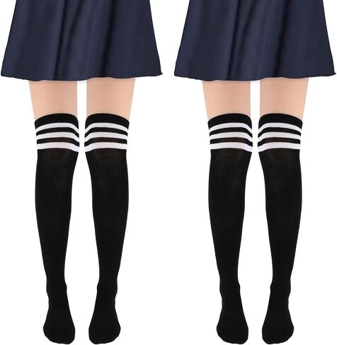 Sibba Thigh High Socks Over the Knee Length Socks for Women Girls Extra Long Cotton Thigh High Socks Stockings Over Knee Leg Warmers School Socks for Sport Daily Wear Cosplay Party Christmas in Kuwait