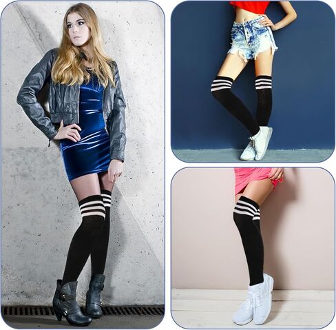 Sibba Thigh High Socks Over the Knee Length Socks for Women Girls Extra Long Cotton Thigh High Socks Stockings Over Knee Leg Warmers School Socks for Sport Daily Wear Cosplay Party Christmas in Kuwait