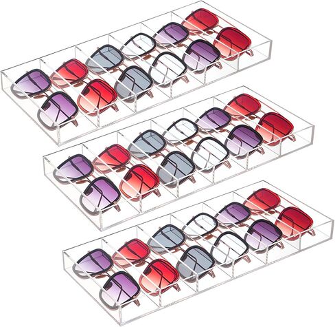 3 قطع من منظم النظارات الشمسية الأكريليك من TOUNALKER حافظة نظارات شفافة قابلة للتكديس منظم تخزين عرض النظارات in Kuwait