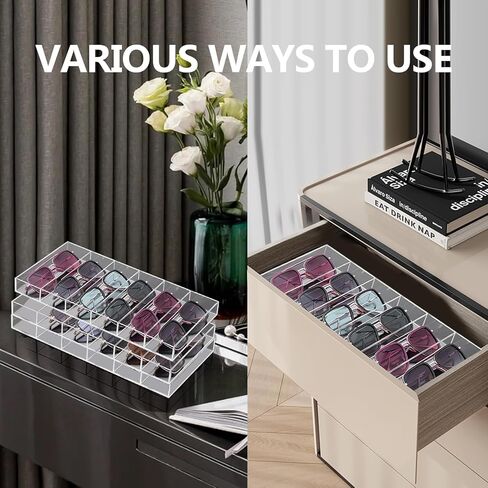 3 قطع من منظم النظارات الشمسية الأكريليك من TOUNALKER حافظة نظارات شفافة قابلة للتكديس منظم تخزين عرض النظارات in Kuwait