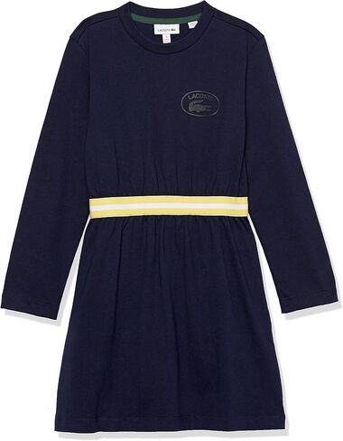 Lacoste Girls' Contrast Waist Cotton Jersey Dress in Saudi Arabia