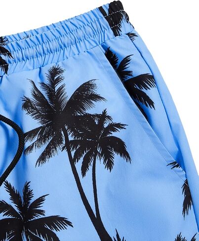 GORGLITTER Men's Two Piece Tracksuits Outfits Hawaiian Graphic Shirt and Shorts Set Light Blue and Black Medium in Saudi Arabia