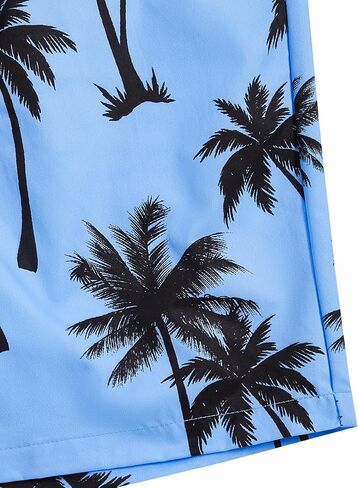 GORGLITTER Men's Two Piece Tracksuits Outfits Hawaiian Graphic Shirt and Shorts Set Light Blue and Black Medium in Saudi Arabia