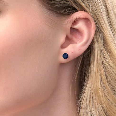 Gem Stone King 14K Yellow Gold Blue Sapphire Women's Stud Earrings (2.00 Cttw, Gemstone Birthstone, Round 6MM) in Saudi Arabia