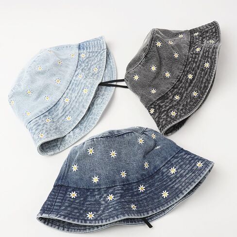 Cotton Denim Bucket Hat Vintage Sun Protection Sun Hat Small Pocket Embroidery Fisherman Cap for Men Women Teens Outdoor in Saudi Arabia