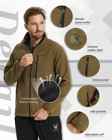 سترات المطر ALPHA CAMP Softshell للرجال سترات مقاومة للماء وخفيفة الوزن ومعاطف المطر in Kuwait