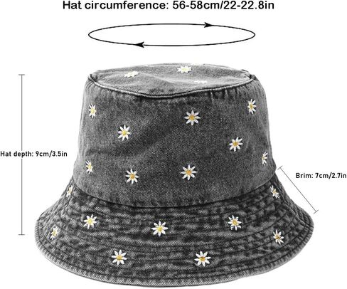 Cotton Denim Bucket Hat Vintage Sun Protection Sun Hat Small Pocket Embroidery Fisherman Cap for Men Women Teens Outdoor in Saudi Arabia