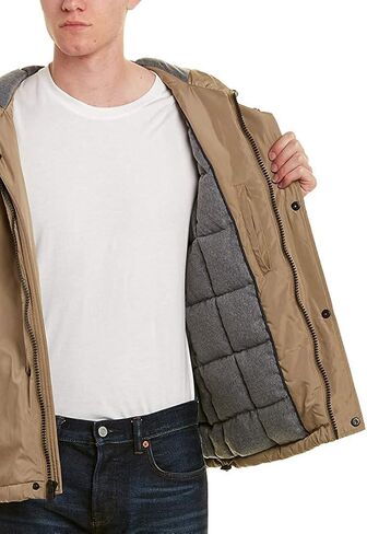 Cole Haan Men's Light Oxford Poly 28" Zip Front Jacket with Attached Hood in Saudi Arabia