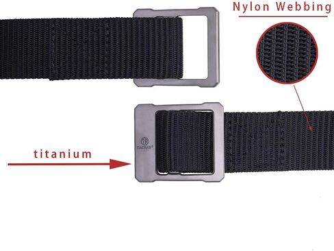 تاكراي حزام خصر تكتيكي للرجال من قماش النايلون جيد التهوية مع مشبك من التيتانيوم، اسود، مقاس واحد (120 سم), أسود, Free Size（120cm） in Kuwait