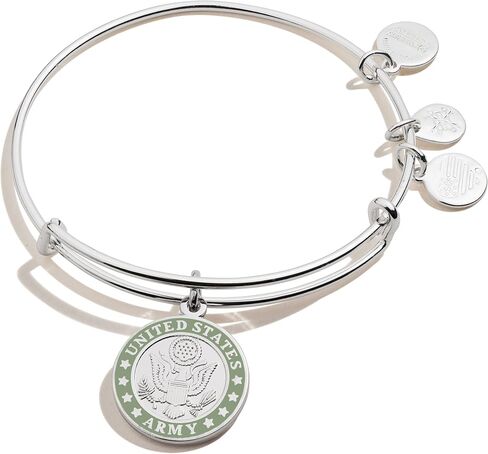 سوار Alex and Ani Collaborations قابل للتوسيع للنساء، سحر القوات المسلحة الأمريكية، لمسة نهائية لامعة، من 2 إلى 3.5 بوصة in Saudi Arabia