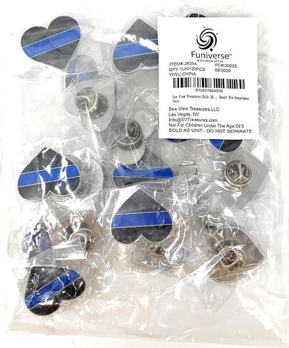 Funiverse Bulk 20 Pack Thin Blue Line Heart Police Appreciation Lapel Tie Pin in Saudi Arabia