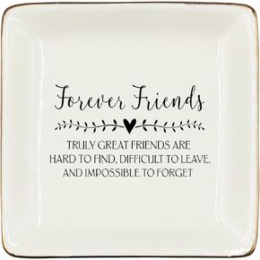 WODMIS Friendship Friend Gifts Ceramic Jewelry Tray Dish, Best Friends Forever Bff Jewelry Plate Ring Trinket Dish, Graduation Friendship Gifts For Women Friends Female Birthday Christmas
