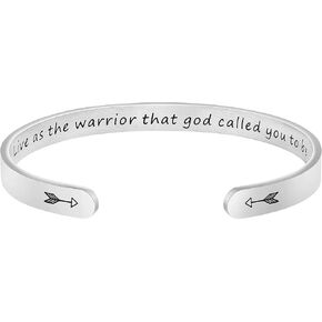JoycuFF Inspire Cuff Bangle Bracelets Encouragement Gifts for Women Strong Brave Believe Stainless Steel Engraved Jewelry Mantra Live as the Warrior that God Called You to Be in Saudi Arabia