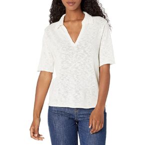 Velvet by Graham & Spencer womens Torie Linen Cotton Polo Top Polo Shirt in Saudi Arabia