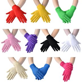 Eforcase 10 Pairs Women Short Satin Gloves Gown Gloves Opera Tea Party Wrist Banquet Gloves 1920s Flapper Accessories