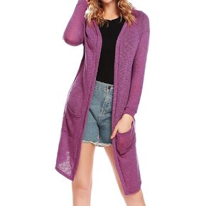 سترة كارديجان نسائية من ELESOL، فضفاضة كاجوال مفتوحة من الأمام مع جيوب وأكمام طويلة للحماية من الشمس، S-XXL in Kuwait