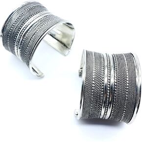 Reaaan Collections Classic German Silver Oxidized Plated Unique Design Traditional Hand Cuff Bangle Set for Women for Special Occasions, Wedding, Casual Use and Beautiful Looking Best Jewelry Gift in Saudi Arabia