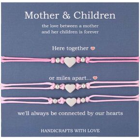 AnotherKiss Mother Daughter Bracelets, Mothers Day Jewelry Christmas Gifts for Daughter from Mom, Mommy and Me Gifts Matching Heart Bracelet Set of 3 in Kuwait