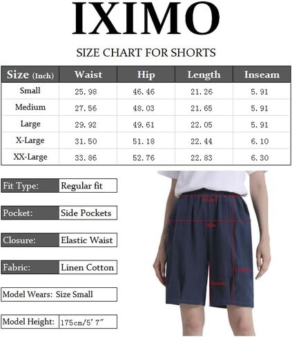 شورت برمودا نسائي من IXIMO كاجوال من القطن والكتان بمقاس مريح وخصر مطاطي مع جيوب in Kuwait