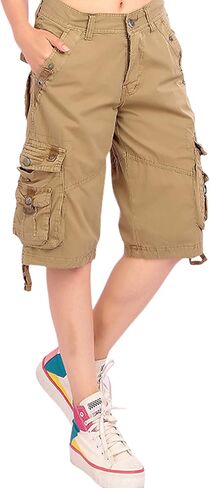 chouyatou Women's Casual Loose Fit Multi-Pockets Twill Bermuda Cargo Shorts in Saudi Arabia