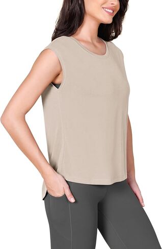 ODODOS Modal Soft Sleeveless Shirts for Women Crew Neck Yoga Tee Summer Flowy Workout Tank Tops in Kuwait