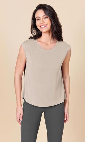 ODODOS Modal Soft Sleeveless Shirts for Women Crew Neck Yoga Tee Summer Flowy Workout Tank Tops in Kuwait