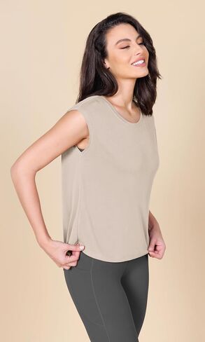 ODODOS Modal Soft Sleeveless Shirts for Women Crew Neck Yoga Tee Summer Flowy Workout Tank Tops in Kuwait