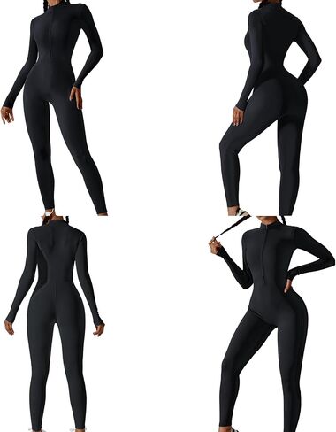 Hotfiary بذلة تجريب للنساء طويلة/قصيرة الأكمام Bodycon رومبير البريدي الأمامي الرياضة حللا غير رسمية بسط Playsuit in Kuwait