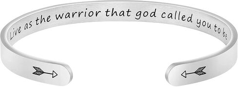 JoycuFF Inspire Cuff Bangle Bracelets Encouragement Gifts for Women Strong Brave Believe Stainless Steel Engraved Jewelry Mantra Live as the Warrior that God Called You to Be in Saudi Arabia