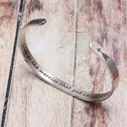 JoycuFF Inspire Cuff Bangle Bracelets Encouragement Gifts for Women Strong Brave Believe Stainless Steel Engraved Jewelry Mantra Live as the Warrior that God Called You to Be in Saudi Arabia