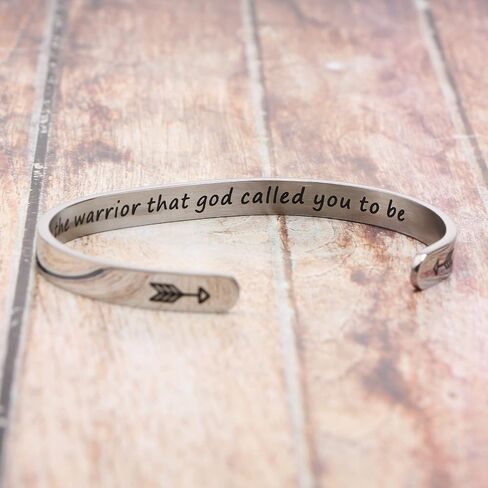 JoycuFF Inspire Cuff Bangle Bracelets Encouragement Gifts for Women Strong Brave Believe Stainless Steel Engraved Jewelry Mantra Live as the Warrior that God Called You to Be in Saudi Arabia