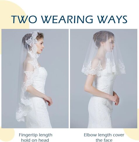 BEAUTELICATE Wedding Bridal Veil with Comb 1 Tier Lace Applique in Saudi Arabia