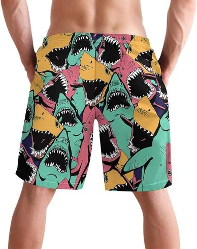 Shuwekk Angry Shark شورت رجالي للسباحة مع بطانة شبكية سريعة الجفاف لبدلات السباحة in Kuwait