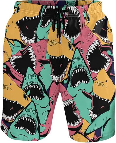 Shuwekk Angry Shark شورت رجالي للسباحة مع بطانة شبكية سريعة الجفاف لبدلات السباحة in Kuwait