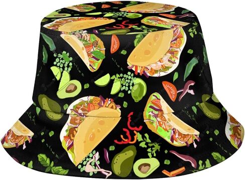 Funny Food Bucket Hat for Women & Men, Delicious Food Pattern Fisherman Cap Beach Hats Packable Sun Hat in Kuwait