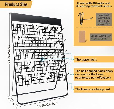 ZYP Earring Display Stand for Selling with 40 Hooks,Metal Jewelry Display Rack Earring Holder Organizer Stand, Jewelry Organizer for Earring Cards, Necklaces, Bracelets in Kuwait
