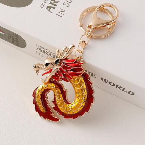 ايسوين سلسلة مفاتيح بتصميم تنين للعام الصيني الجديد 2024 مع حقيبة برباط حمراء، حلقة مفاتيح معدنية رقيقة لحقائب السيارة، زينة معلقة لتزيين الربيع ومهرجان الابراج، قطعة واحدة in Kuwait