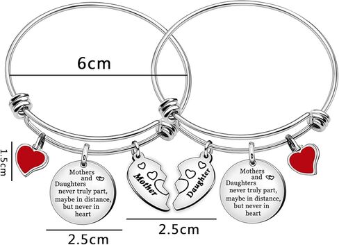 أساور للأم والابنة قابلة للتعديل قلب أحمر سحر الإسورة هدية للنساء in Kuwait