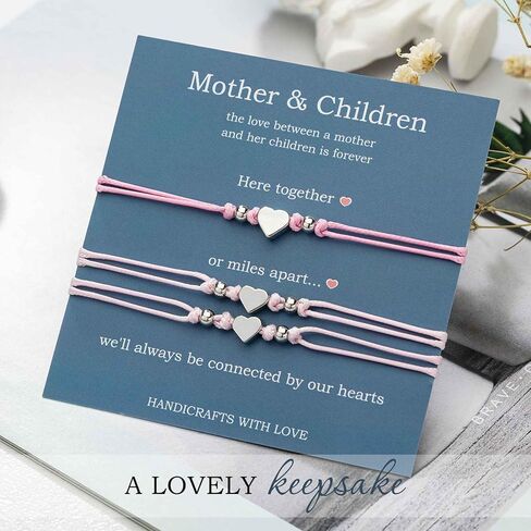 AnotherKiss Mother Daughter Bracelets, Mothers Day Jewelry Christmas Gifts for Daughter from Mom, Mommy and Me Gifts Matching Heart Bracelet Set of 3 in Kuwait