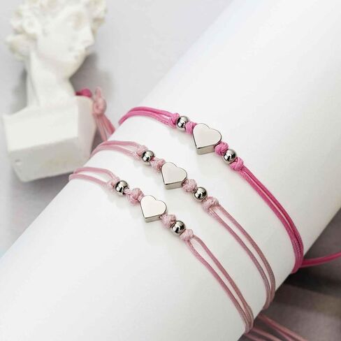 AnotherKiss Mother Daughter Bracelets, Mothers Day Jewelry Christmas Gifts for Daughter from Mom, Mommy and Me Gifts Matching Heart Bracelet Set of 3 in Kuwait