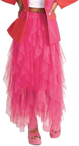 Women's Midi Length Skirt 3D Layered Floral Printed Elastic Waist Tulle Midi Skirts in Kuwait