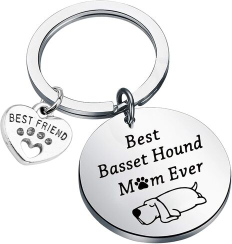 FUSTMW Basset Hound Keychain Best Basset Hound Mom Ever Gifts Dog Mom Owner Basset Hound Gifts Dog Trainer Dog Lover Gifts in Saudi Arabia