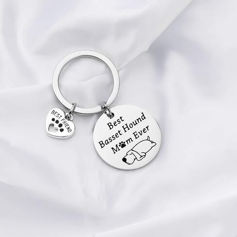FUSTMW Basset Hound Keychain Best Basset Hound Mom Ever Gifts Dog Mom Owner Basset Hound Gifts Dog Trainer Dog Lover Gifts in Saudi Arabia