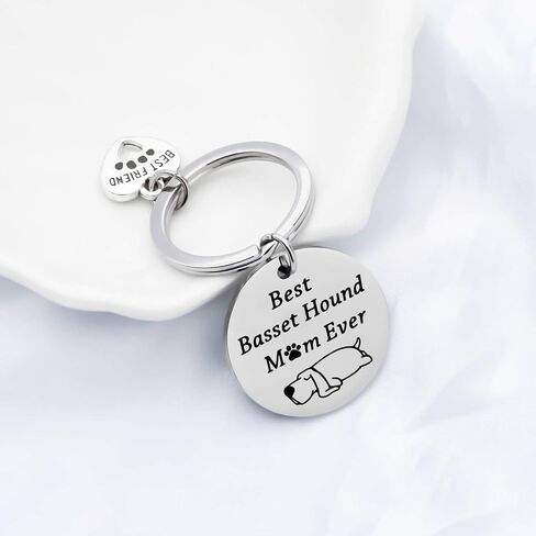 FUSTMW Basset Hound Keychain Best Basset Hound Mom Ever Gifts Dog Mom Owner Basset Hound Gifts Dog Trainer Dog Lover Gifts in Saudi Arabia