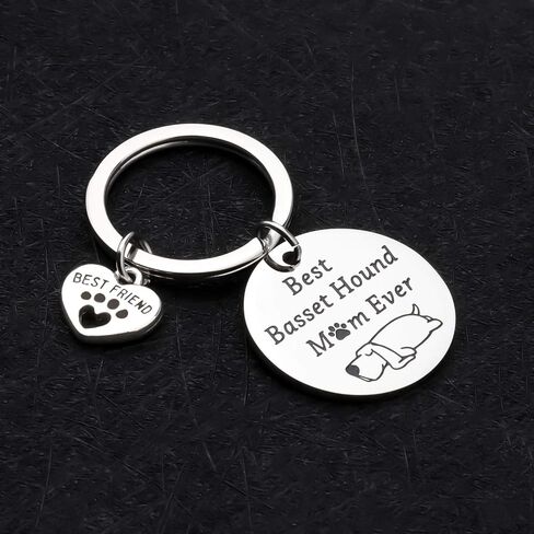 FUSTMW Basset Hound Keychain Best Basset Hound Mom Ever Gifts Dog Mom Owner Basset Hound Gifts Dog Trainer Dog Lover Gifts in Saudi Arabia