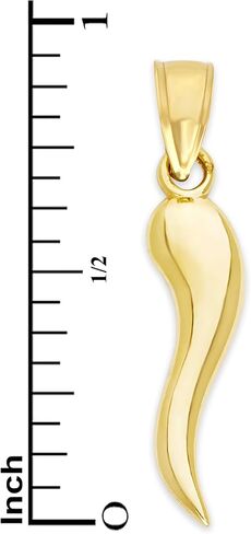Generic 10k Real Solid Gold Dainty Italian Horn Pendant, Cornicello Jewelry Gifts for Good Luck and Protection from Evil, Yellow in Saudi Arabia
