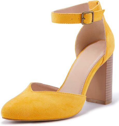 VETASTE حذاء نسائي بكعب عالٍ مكتنز ومقدمة مدببة حذاء كاجوال بحزام الكاحل ومقدمة مغلقة in Kuwait