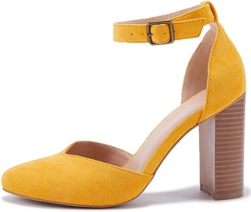 VETASTE حذاء نسائي بكعب عالٍ مكتنز ومقدمة مدببة حذاء كاجوال بحزام الكاحل ومقدمة مغلقة in Kuwait