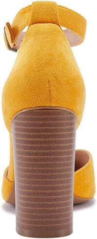 VETASTE حذاء نسائي بكعب عالٍ مكتنز ومقدمة مدببة حذاء كاجوال بحزام الكاحل ومقدمة مغلقة in Kuwait